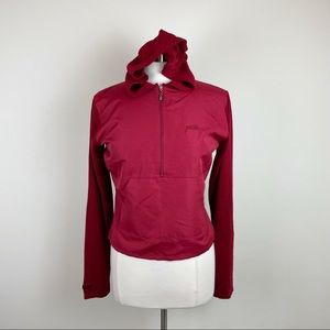 Fubu Red Hooded Full Zip Sweater Knit Sleeve Jacket Women Large